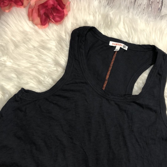 Sundry Asymmetrical Racerback Tank Black Sz 3 - Picture 2 of 9